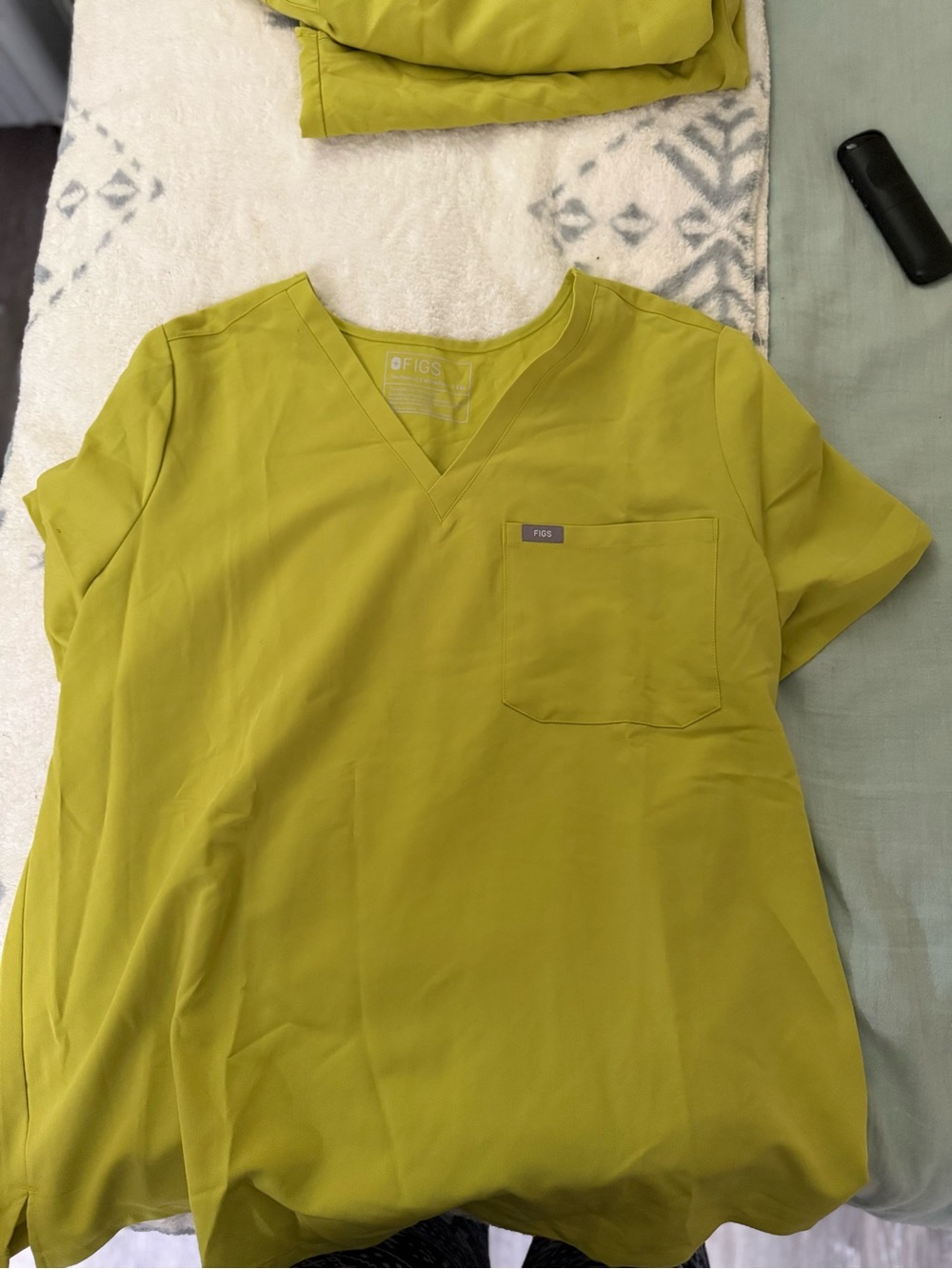Figs V-Neck Scrub Top in Bright Lime